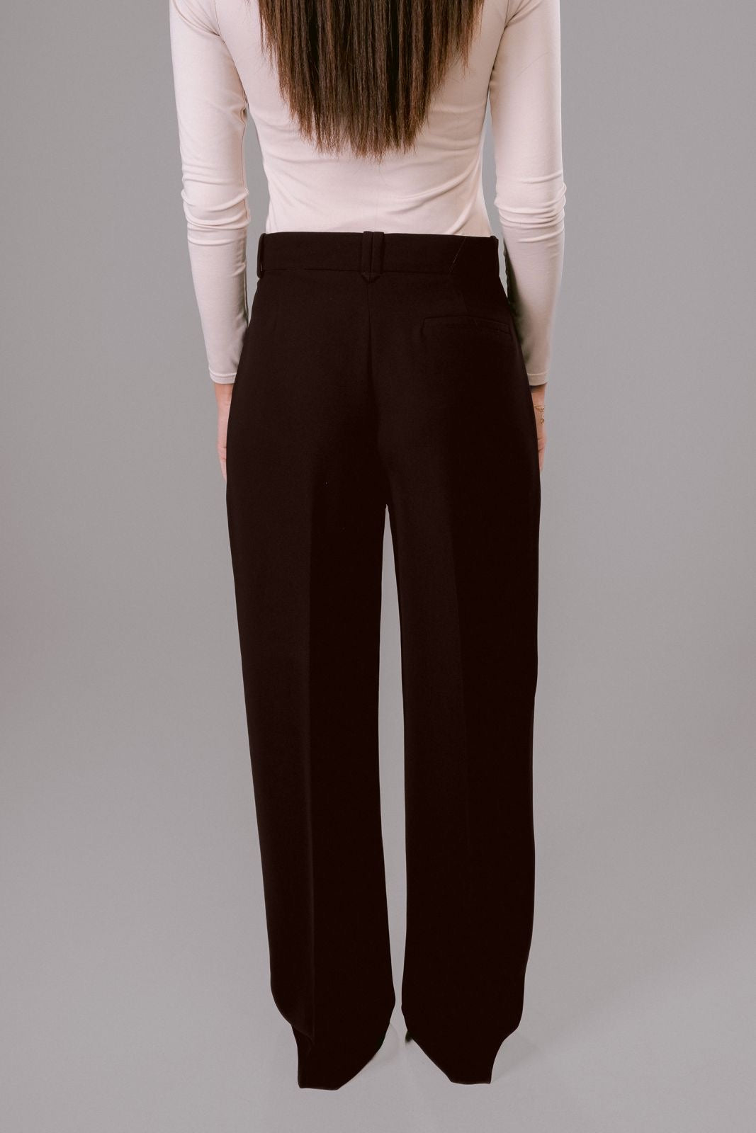 Chocolate-Brown Flowing Trousers with Pleats