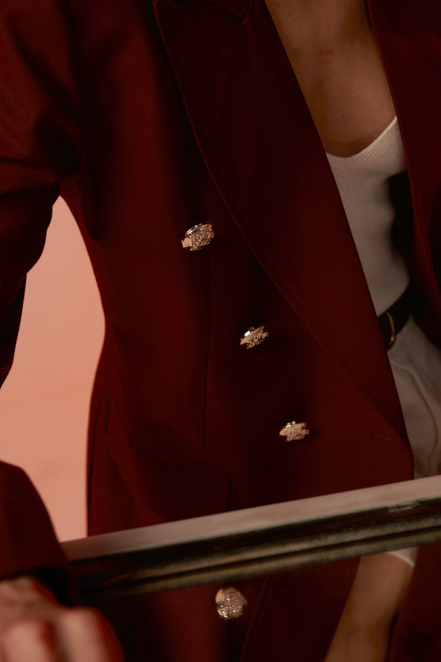 Gabri's Burgundy Double-Breasted Blazer