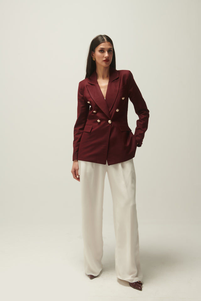 Gabri's Burgundy Double-Breasted Blazer