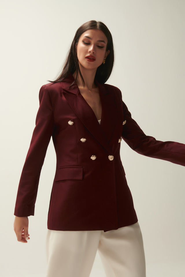 Gabri's Burgundy Double-Breasted Blazer