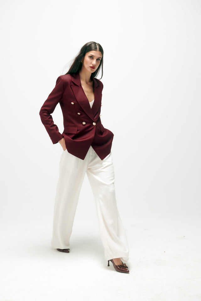 Gabri's Burgundy Double-Breasted Blazer